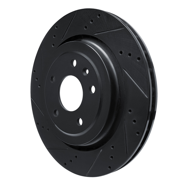 Chevrolet Corvette Brake Rotor (1) - Rear Left - R1 Concepts - Drilled & Slotted - Black - `14-`19